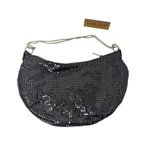 La Regale Crescent Hobo Bag Metal Mesh Evening Bag Cocktail Purse Handbag Black